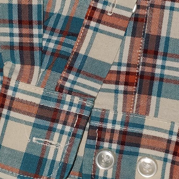 Cinch LS Button Down Shirt,  Size XL Miller Style M-107840, Teal/CreamPlai - Picture 4 of 8